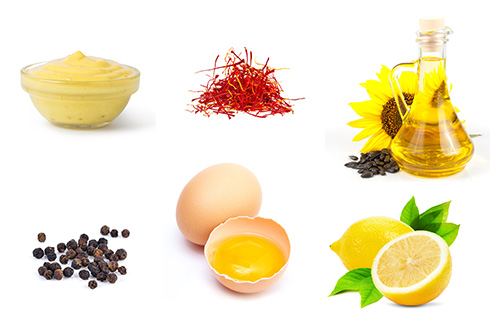 Ingrédients pour mayonnaise au safran accompagnant des fruits de mer lefishgourmand